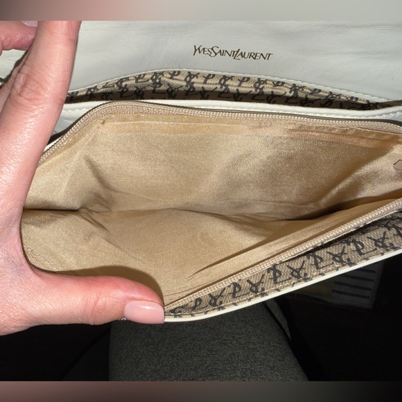 Vintage Yves Saint Laurent Off White Leather Clutch, Second Bag - Picture 6 of 10